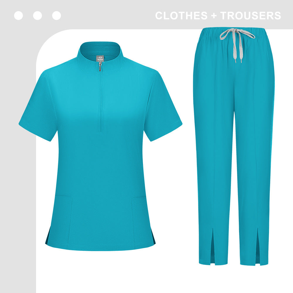 Solid-color Scrub Suit For Women
