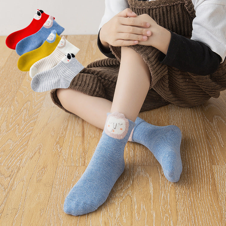 Double Layer Luokou Cartoon Panda Boys And Girls Baby Cotton Socks