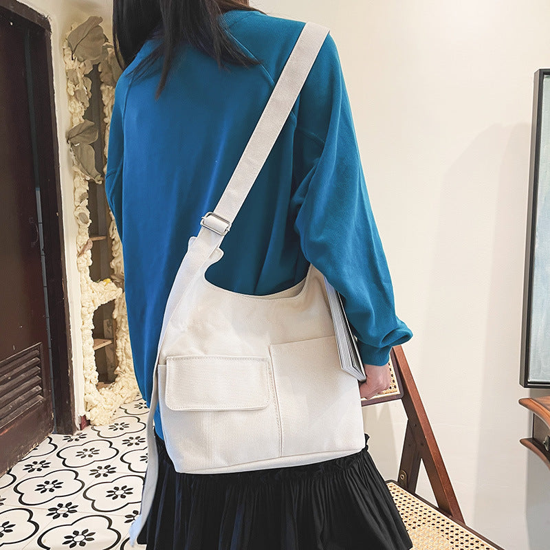 Multi Pocket Tote Canvas Bag High Capacity
