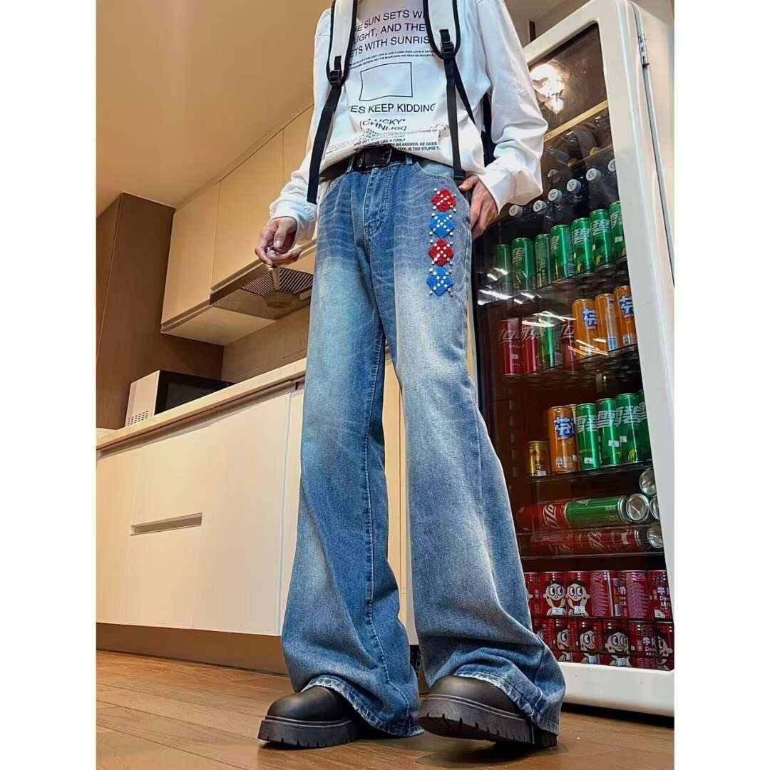 American-style Retro Washed Design Towel Embroidered Skinny Jeans For Women