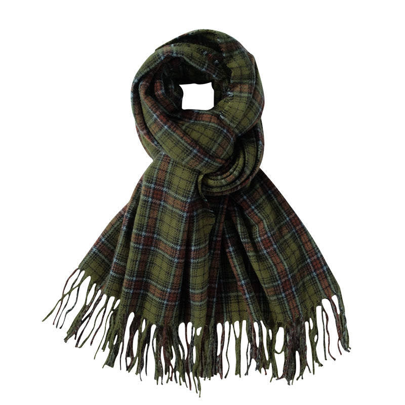 Comfortable Warm White Check Scarf