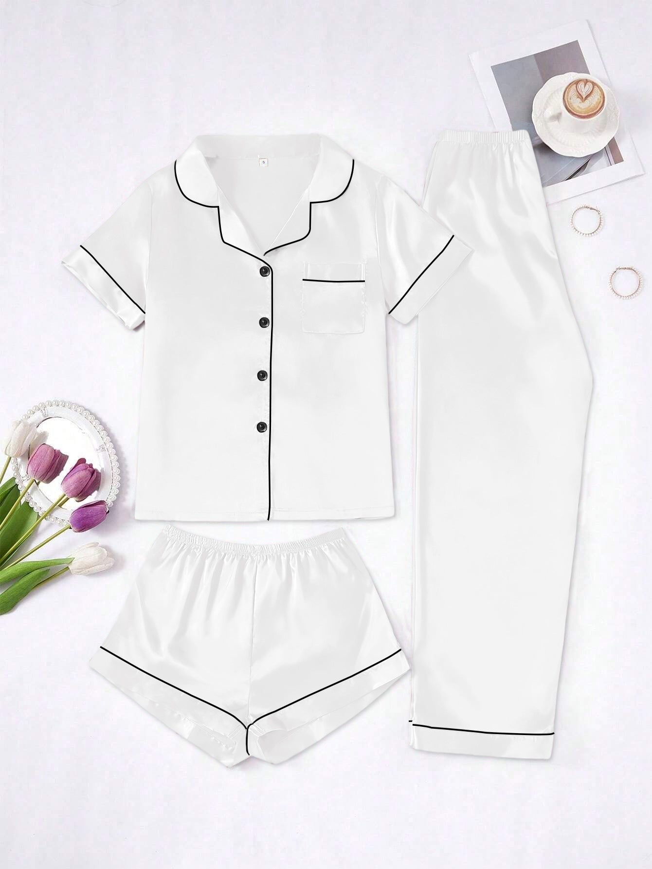 Long Pantssmooth-surface Womens Loungewear Set In French Style