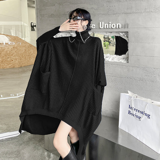 Women's Autumn New Loose And Irregular Turtleneck Knitting Jumpsuit