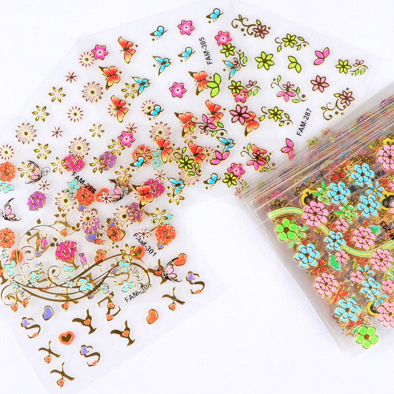 3D Three-dimensional Manicure Bronzing Sticker Butterfly Flower