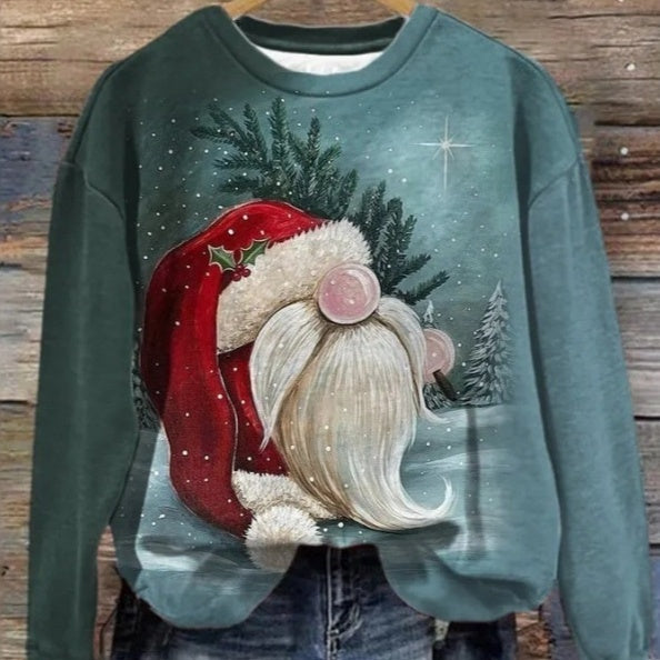 Efterår Vinter Sweater Trykt Rundhals Bluse Topp
