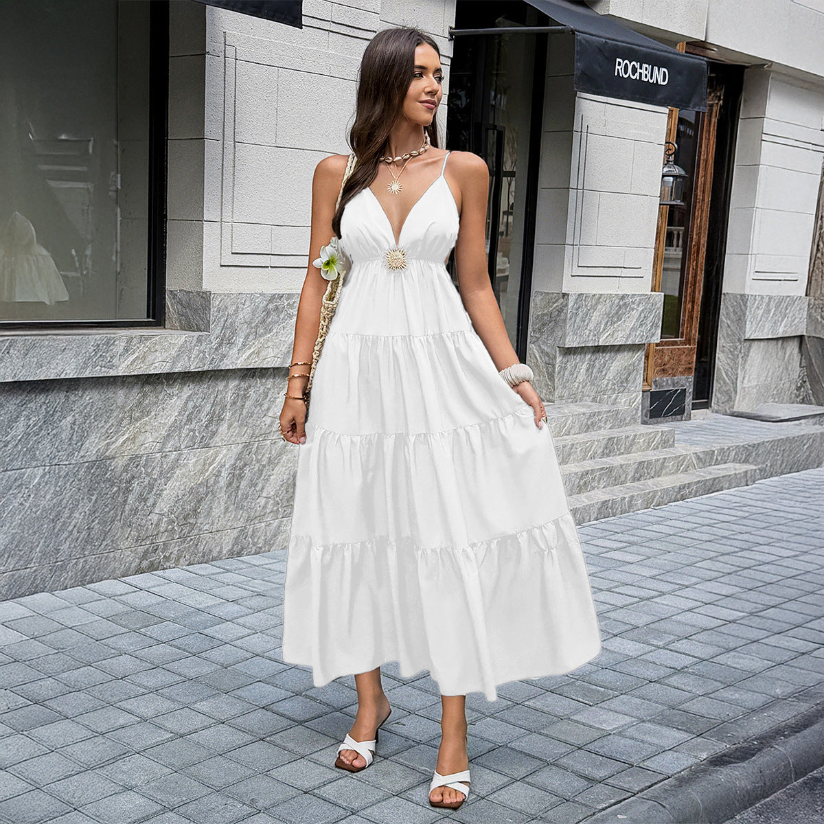 Elegant Versatile Long Slip Dress In European And American Style
