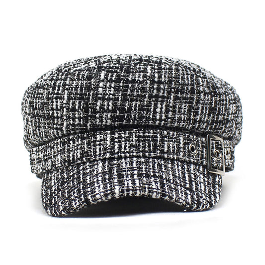 Women's Beret Autumn And Winter Black And White Plaid