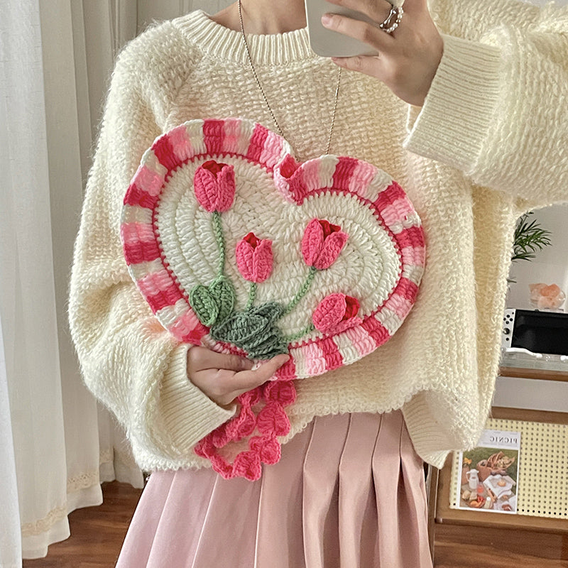 Heart Shaped Tulip Hand Woven Bag