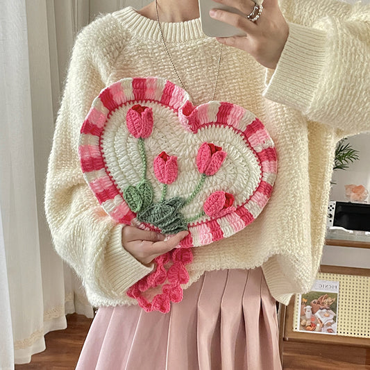 Heart Shaped Tulip Hand Woven Bag