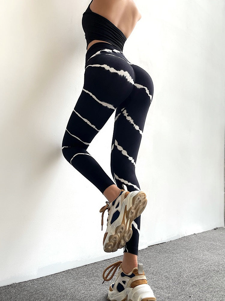 Tie-Dye High Waist Stretch Fitness Cropped Pants