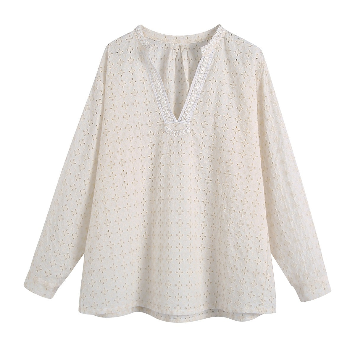 Women's Dignified Hollow Embroidered Shirt And Shorts Suit