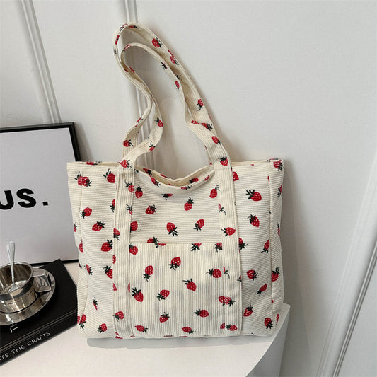Portable Tote Bag Large Capacity Beautiful Simple Fashion Preppy Style Casual Cool Shoulder Bag