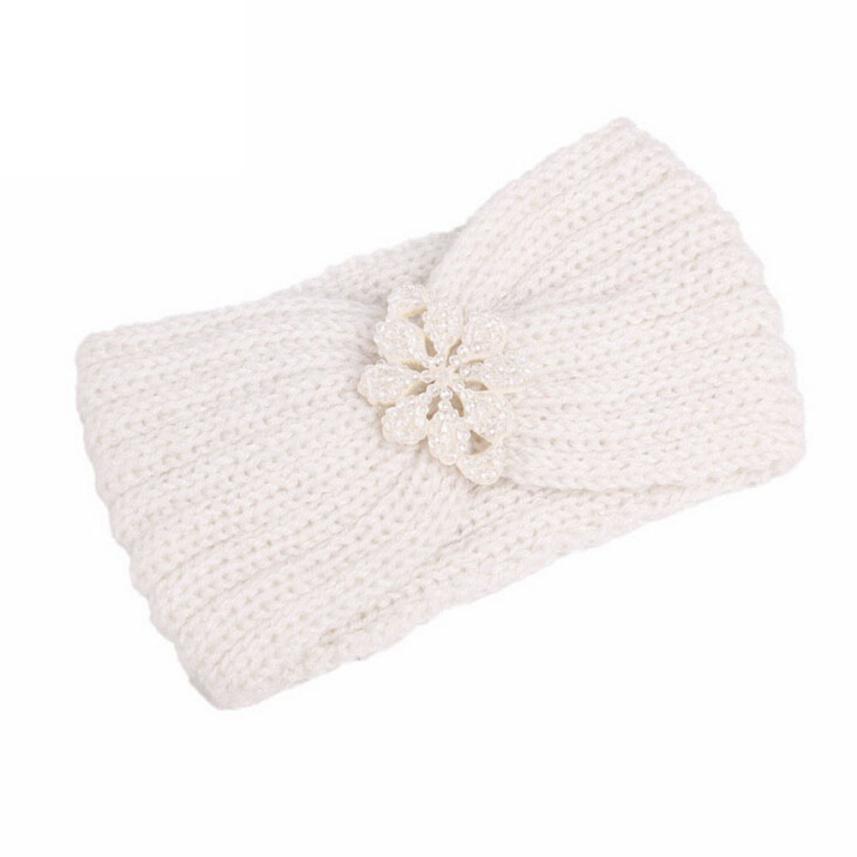 Handmade Crystal Beaded Wool Knitted Headband