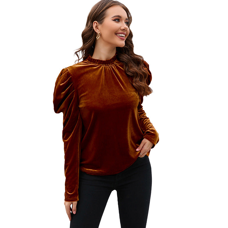 New AutumnWinter Solid-Color Velvet Pullover Knitwear