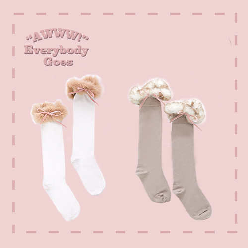 Real Rabbit Fur Cute Plush Stockings In Tube All-match Girl