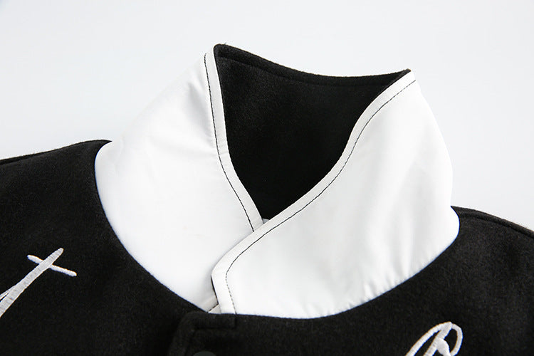 Handwritten Letter Embroidery Jacket Men