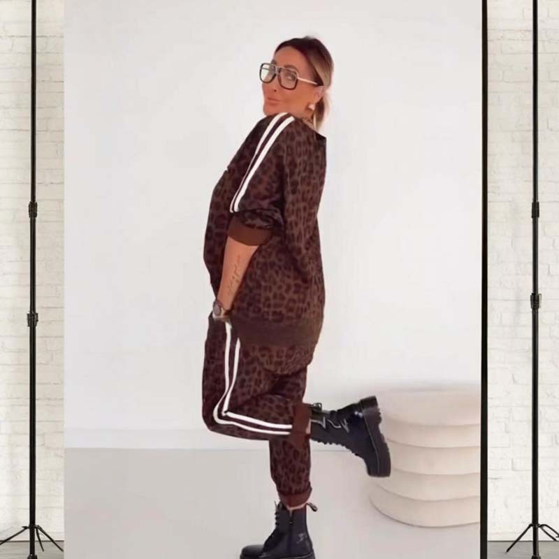 Casual Printed Leopard Print Fashion Casual Base Women's Commuting Wear Suit