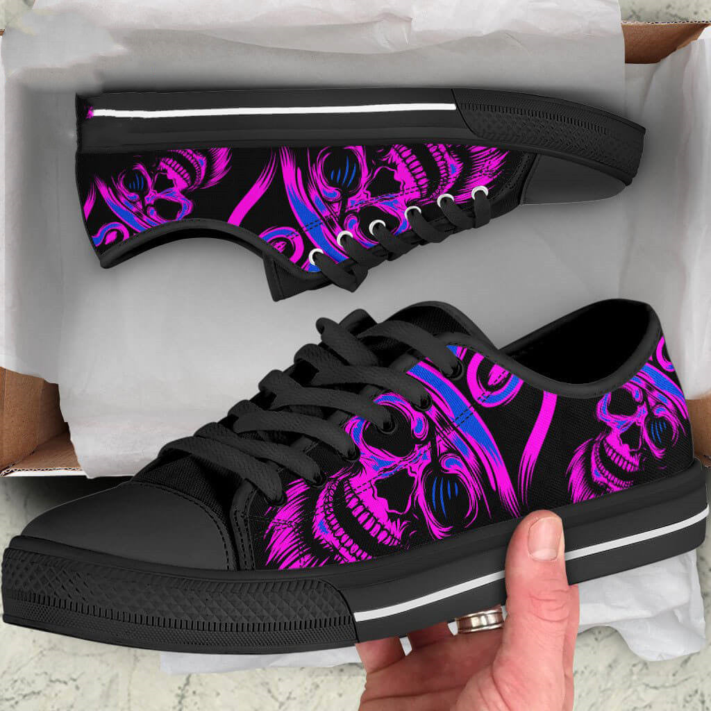Pattern Low Top Black Soled Canvas Shoes Casual Sneaker