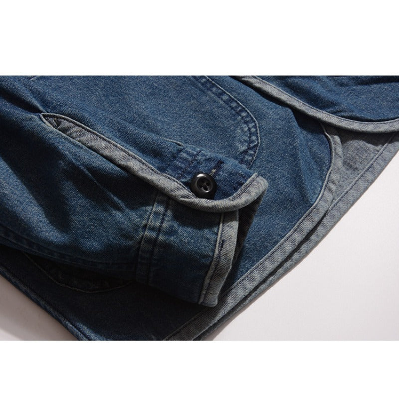 Retro Washed Denim Cardigan Jacket Men's Coat