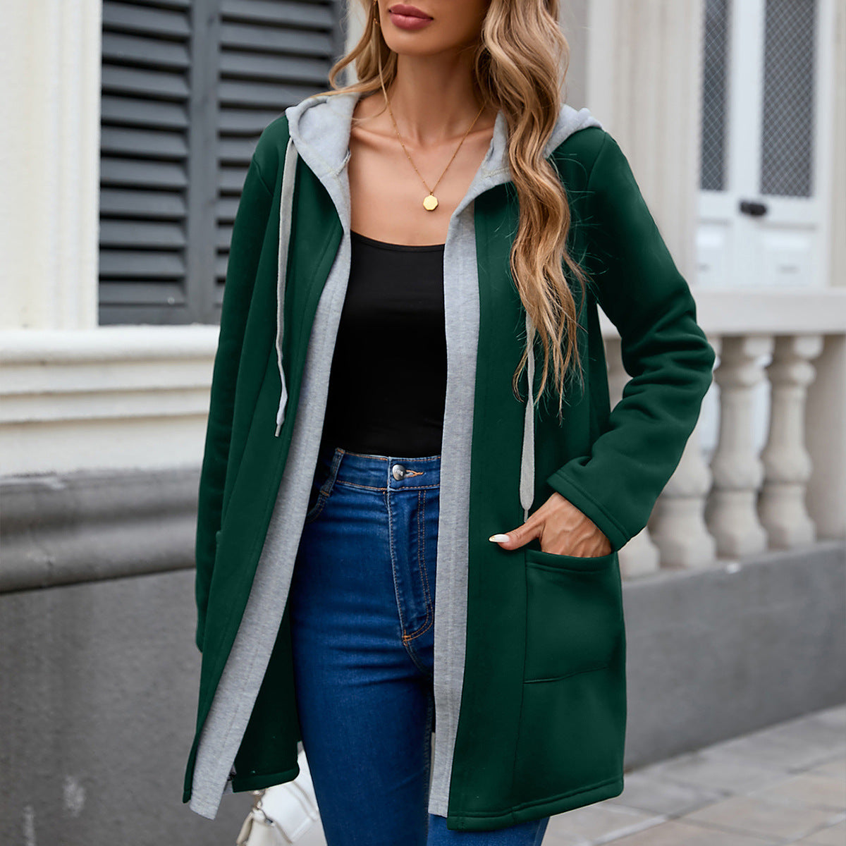 Sweater Coat For Women Autumn And Winter Loose Casual Contrast Color Fake Two Pieces