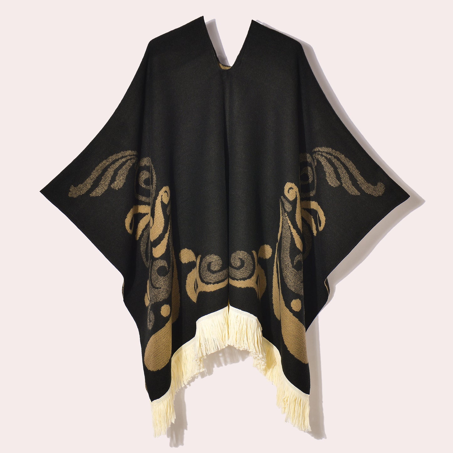 Western Denim Style Men's And Women's Shawl Tassel Pullover Keep Warm Outdoor Large Cloak