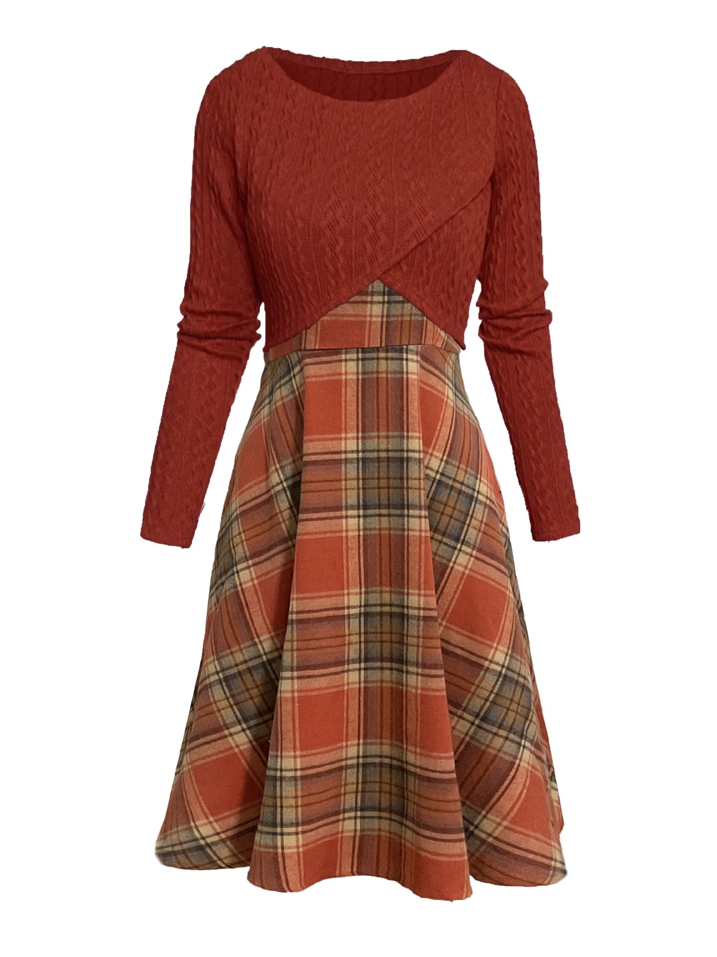 New Womens Two-piece Set Knitted Long-sleeve Top And Dress