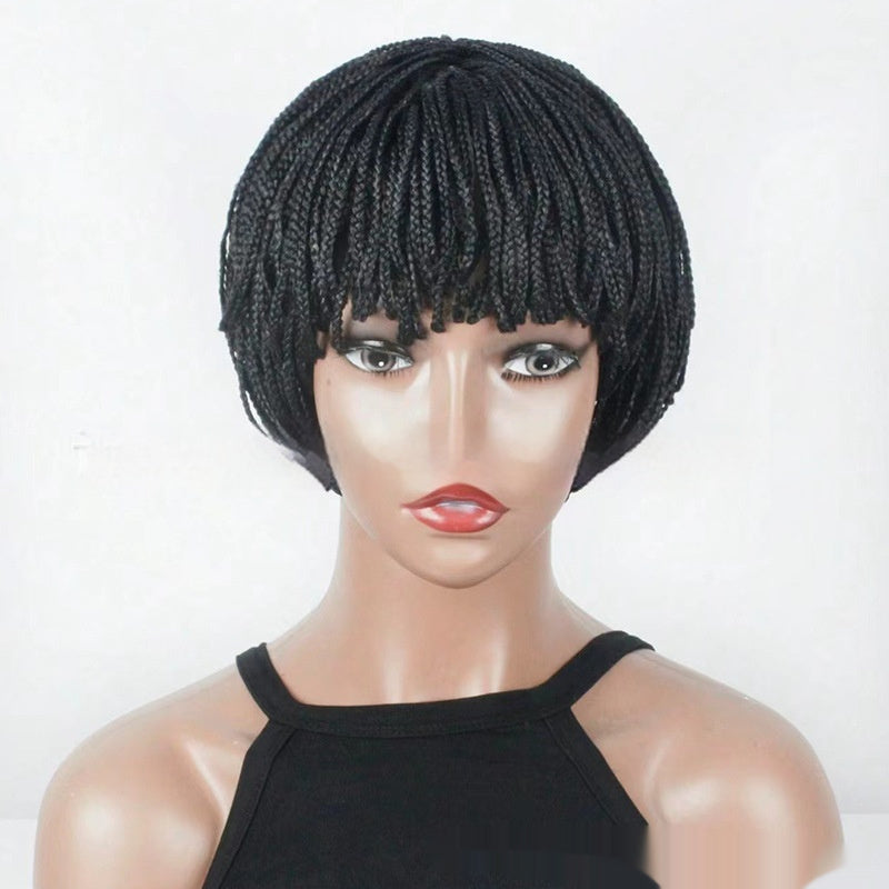Three-strand Braid Short Hair Mushroom Cut Dreadlock Wig