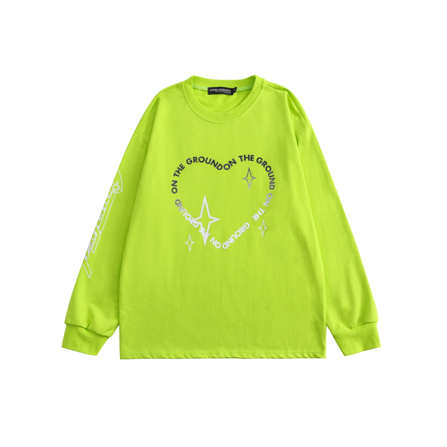 Dame Langærmet T-shirt med Rund Hals til Par, Løs Pasform