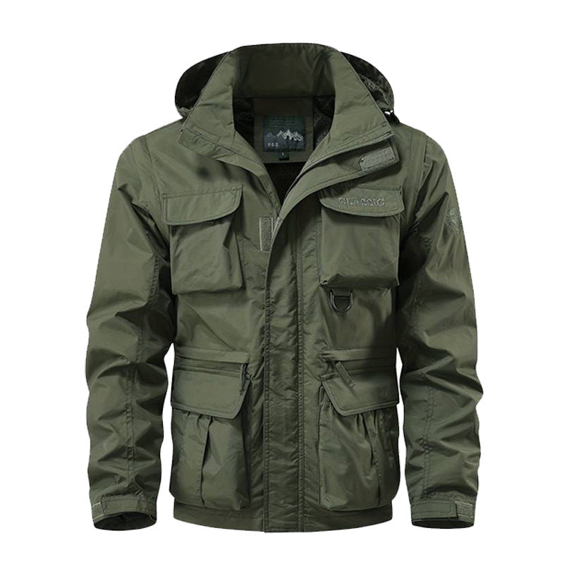 Outdoor Windproof Shell Jacket Loose Plus Size Casual Multi-pocket Workwear Jacket