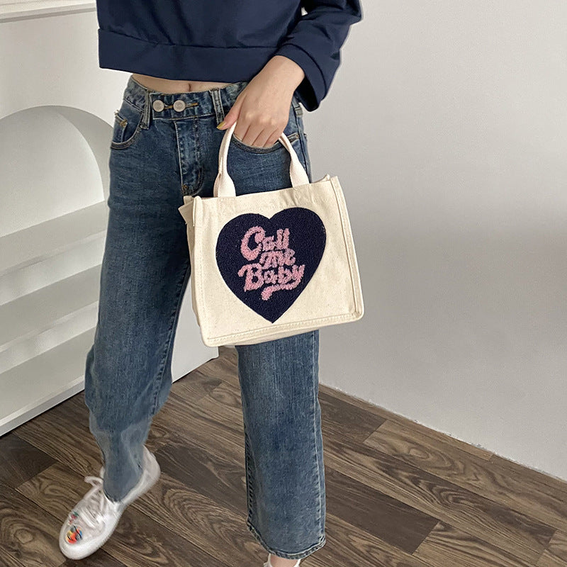 Love Hand Canvas Small Square Bag