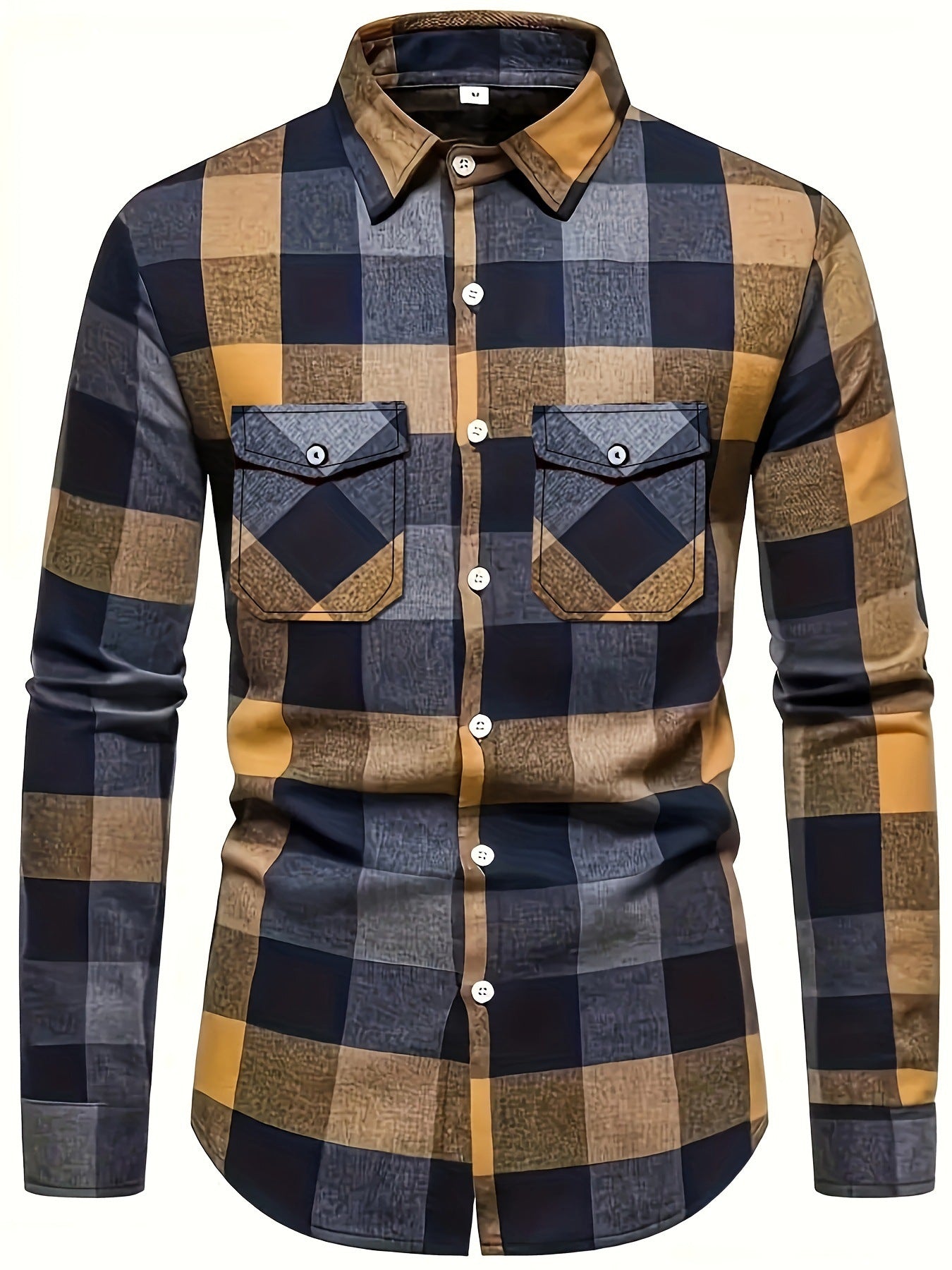 Mens Stylish Long-Sleeve Lapel Shirt