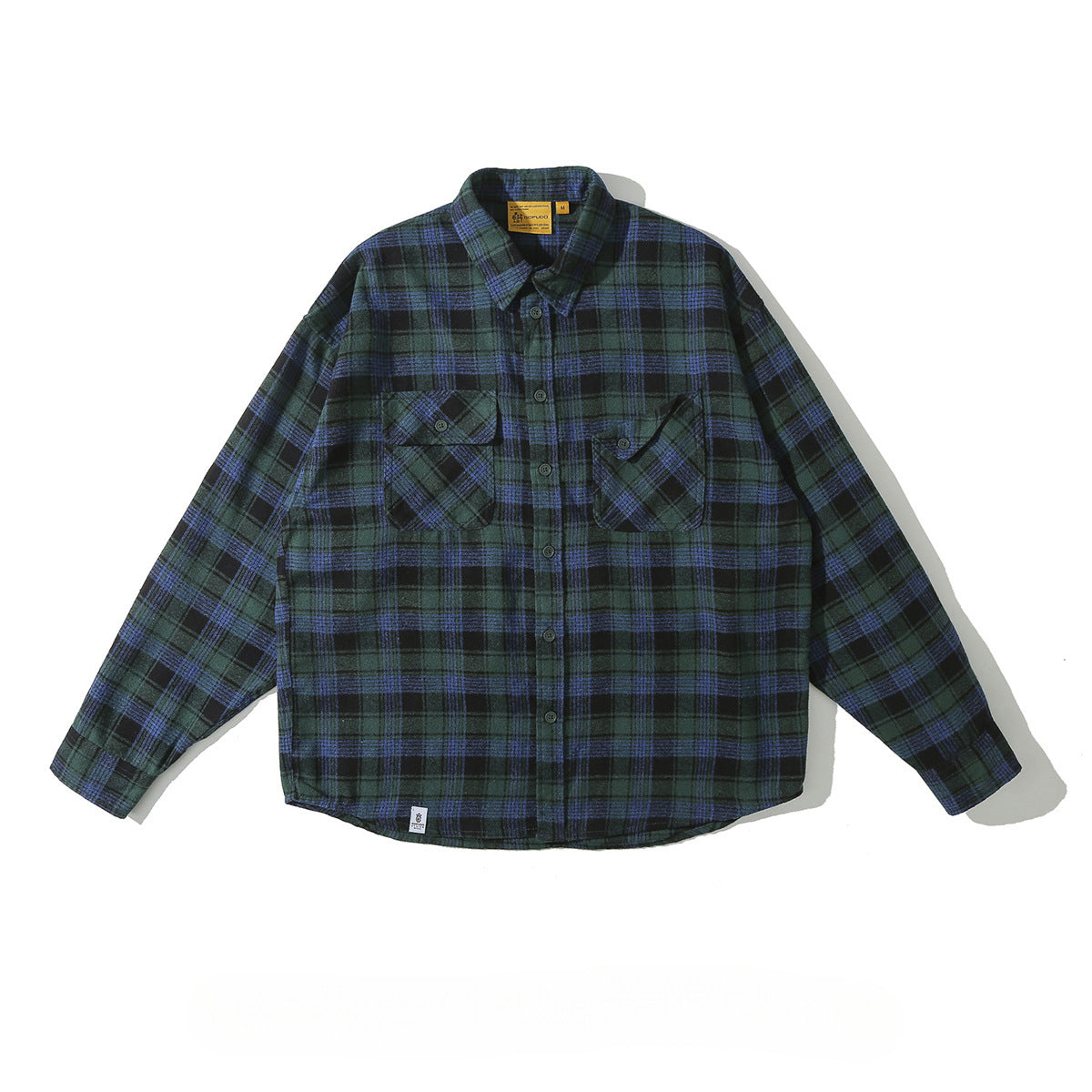 Mens Retro Plaid Shirt With Long Sleeves And A Loose Fit Coat
