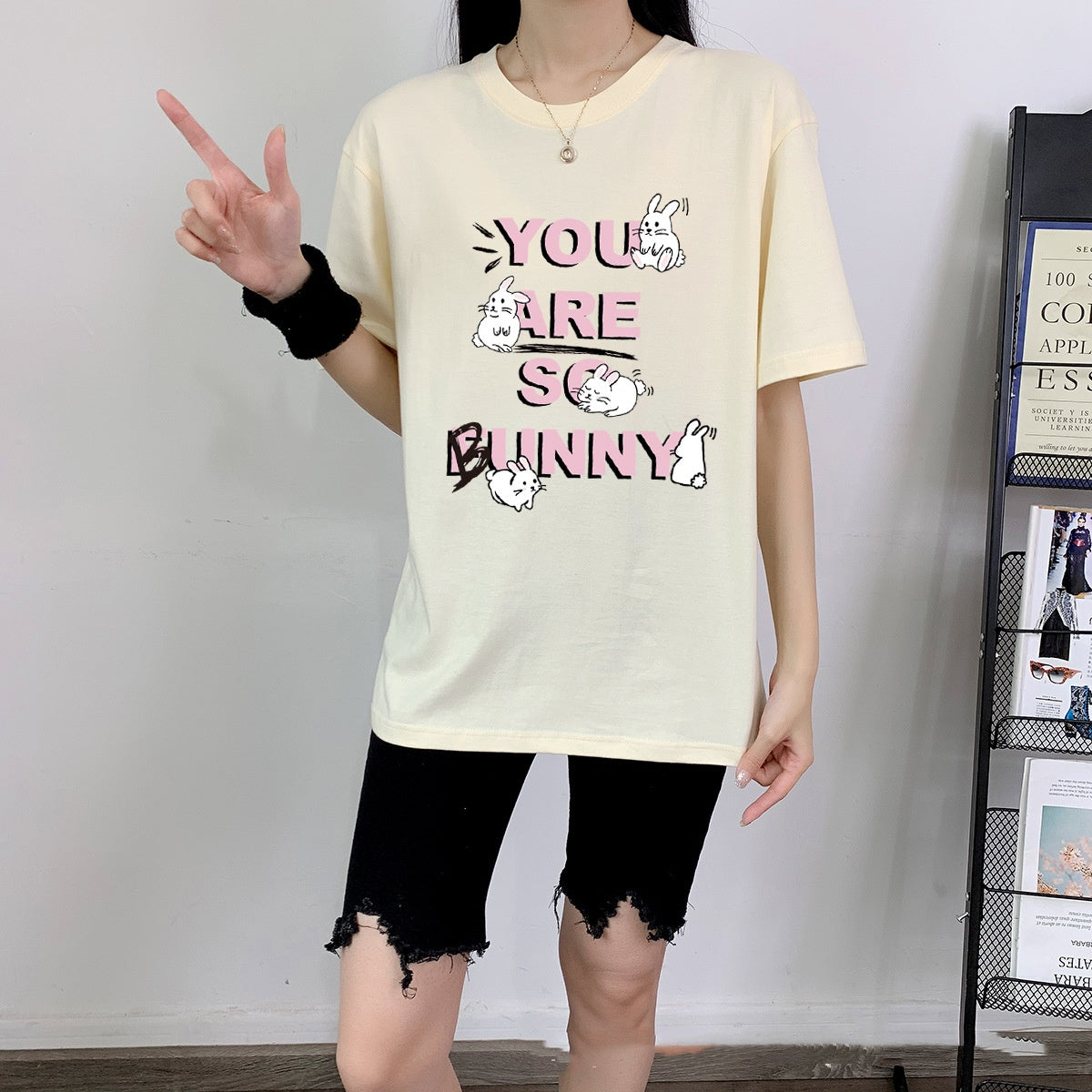 Rabbit Cotton Schoolgirl Short Sleeve Top