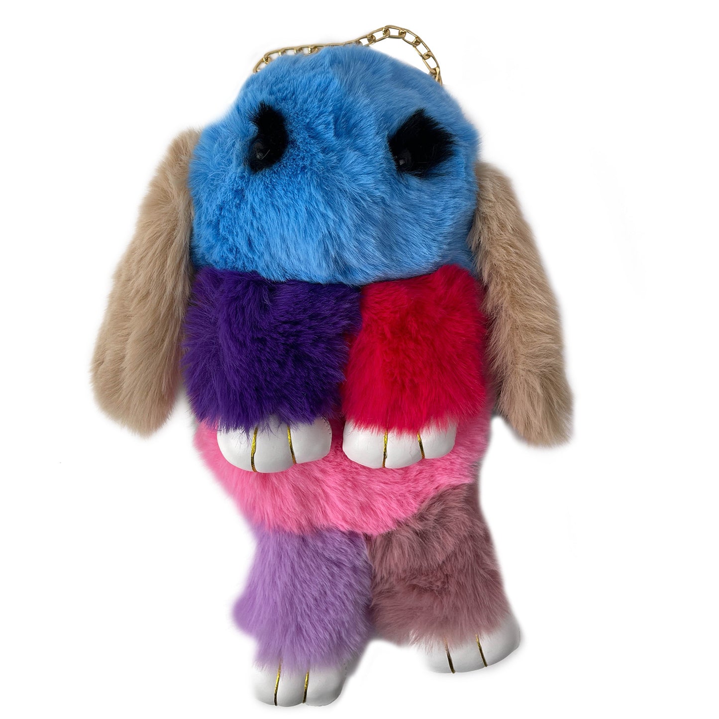 Plush Bag New Cute Contrast Color Jonstew Chain Backpack Girls' Shoulder Crossbody Fur Bag