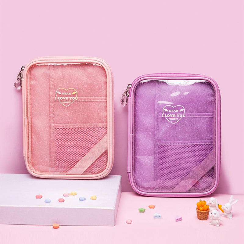 Japanese And Korean Style Shiny Sweet Transparent Zipper Pencil Case