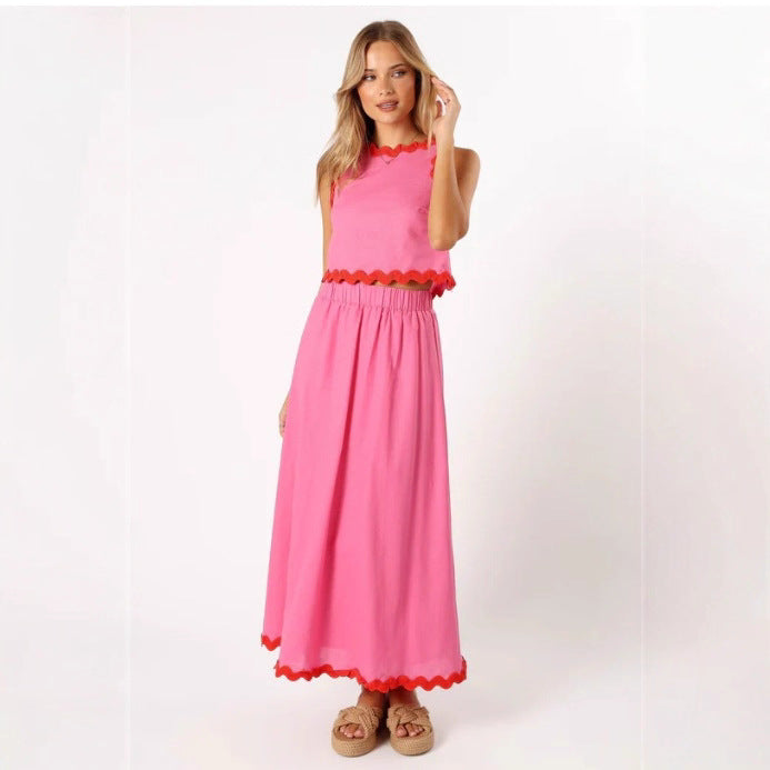 Women's Fashion Sleeveless Top And Skirt Two-Piece Set