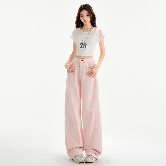 Cherry Blossom Wide Leg Draping Mop Jeans