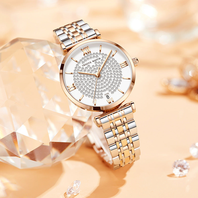Starry Vandtæt Quartz Dameur med Diamanter