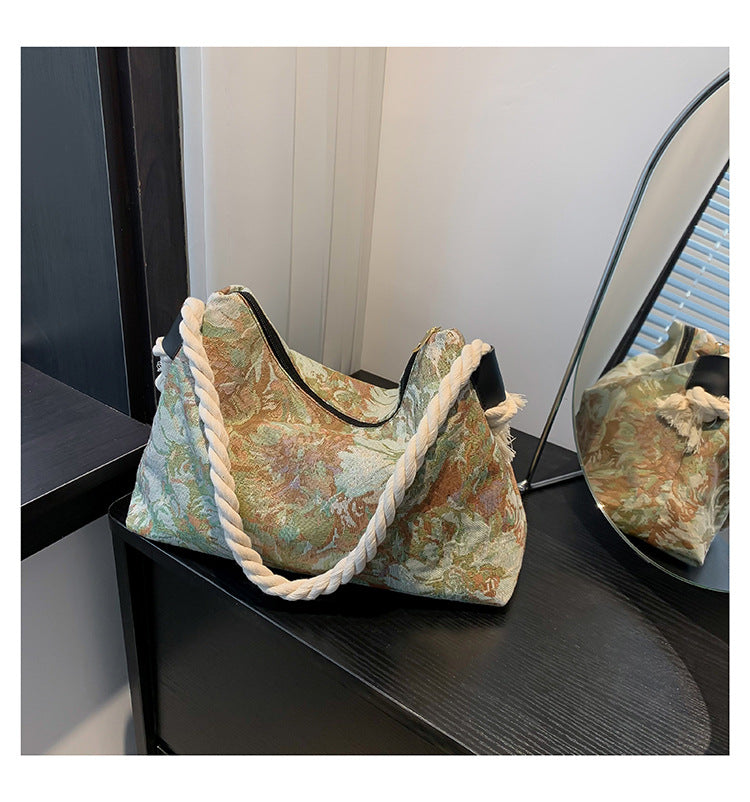 Printet Skuldertaske Mode Leopardprint Stor Kapacitet Crossbody Dametaske