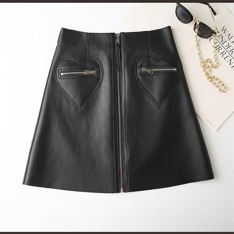 Bag Hip High Waist Thin Sheep Skin Skirt