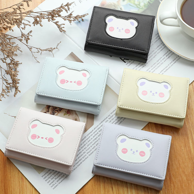 Women's Short Snap On Three Fold PU Card Bag