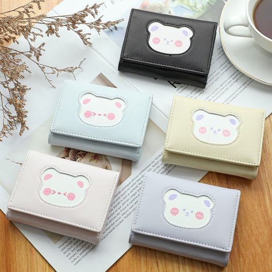 Women's Short Snap On Three Fold PU Card Bag