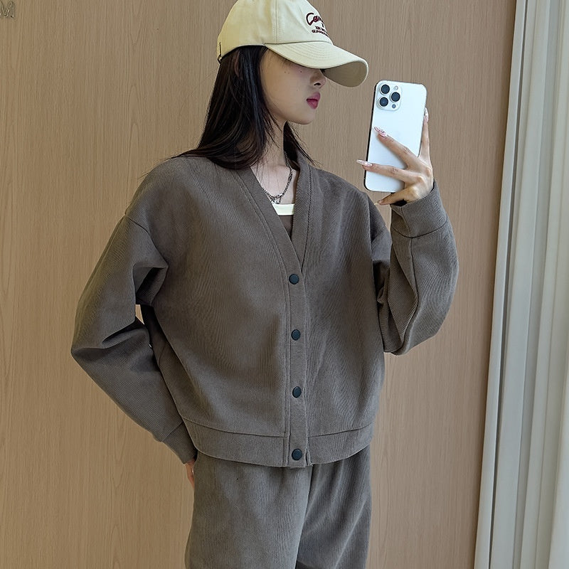 Fleece-lined Casual Suit Women's Fashion Korean Style Slimming