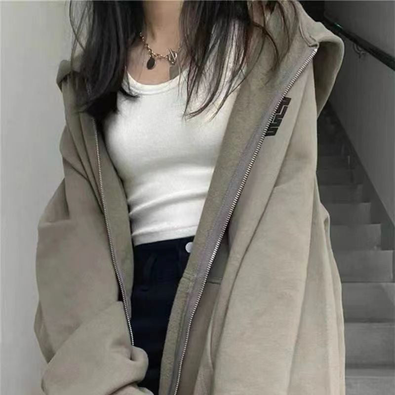 Retro High Street Hong Kong Style Lazy Plus Size Loose Coat