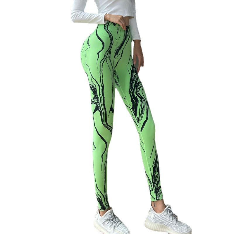 Seamless Peach Hip Yoga Pants Tie Dye Line High Waist