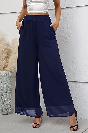 Casual Chiffon Wide-leg Pants A Trendy Loose-fitting Must-have Style For Laid-back Looks