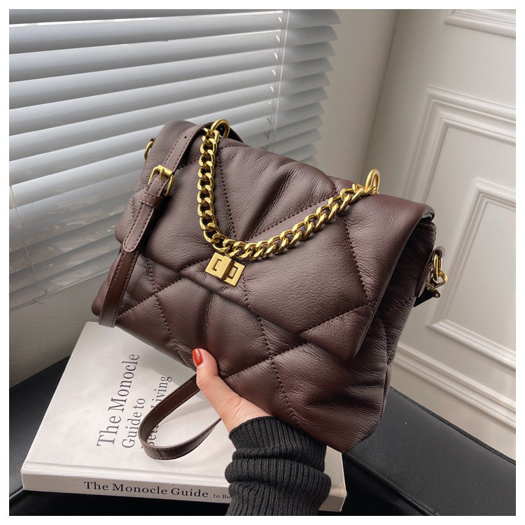 Diamond Crossbody Soft Leather Chain Large Bag