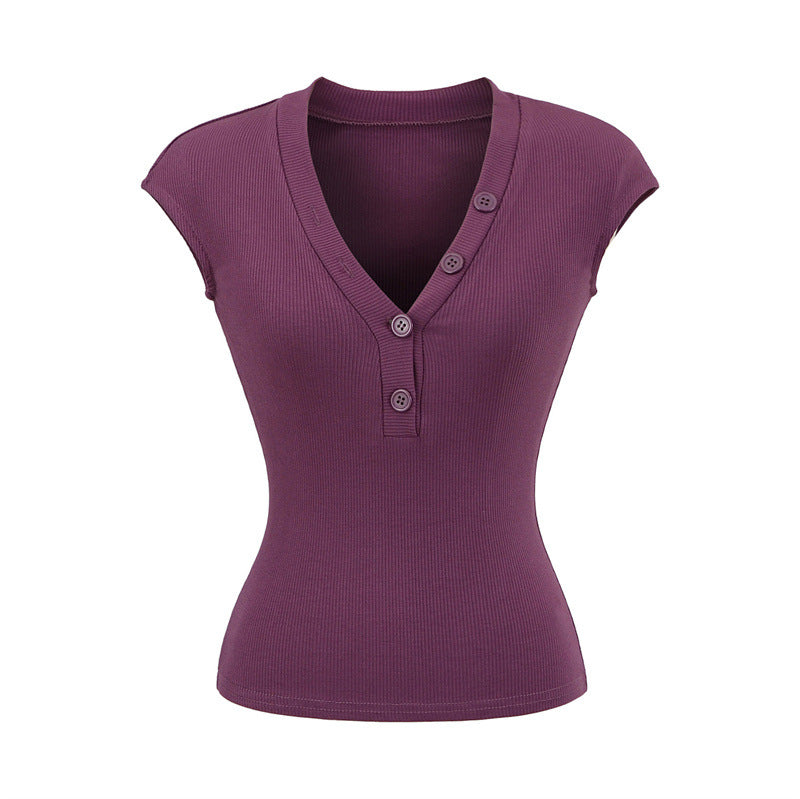 Fashionable Cool V-neck Slimming Short Sleeve T-shirt