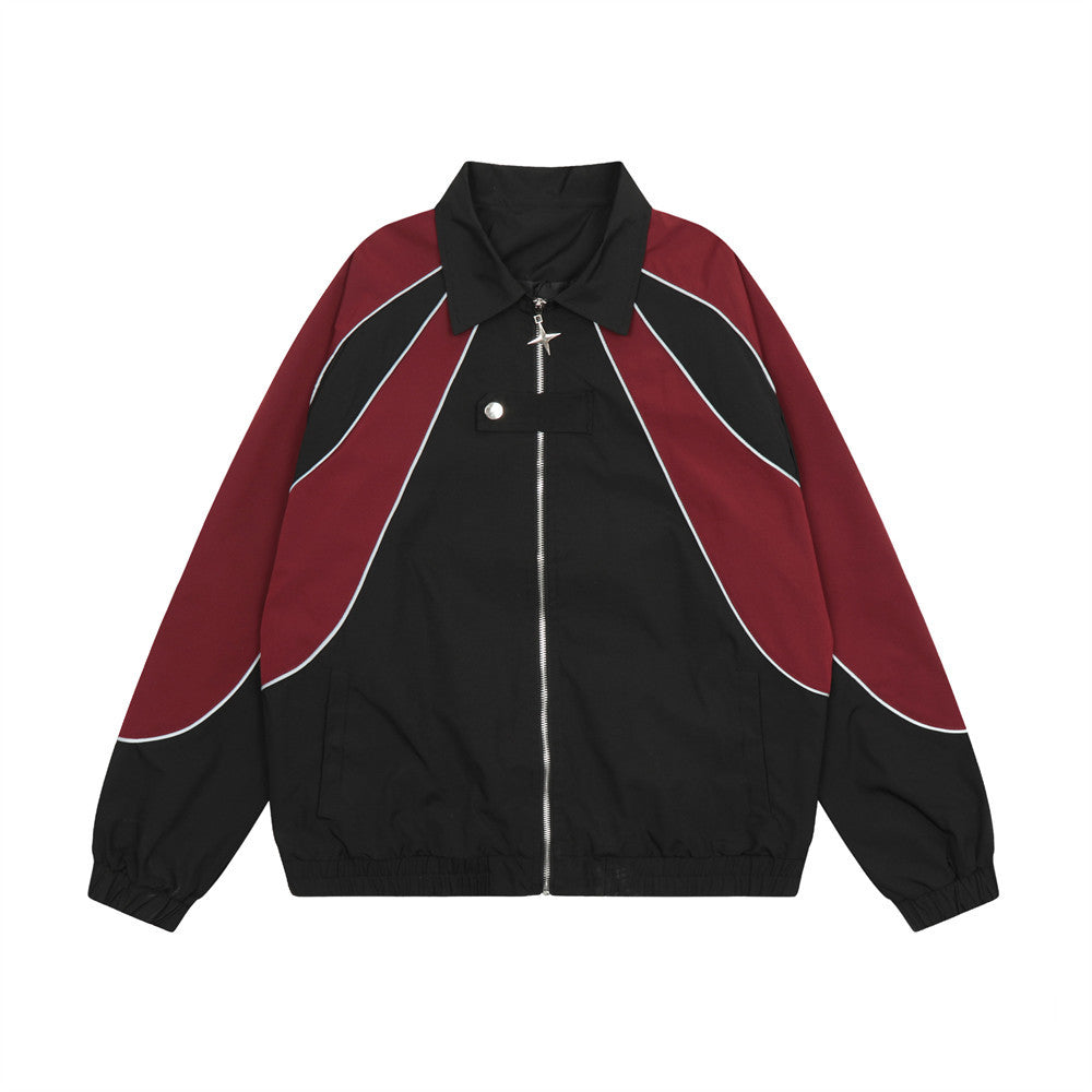 Street Fashion Design Stitching Contrast Color Lapels Coat For Men