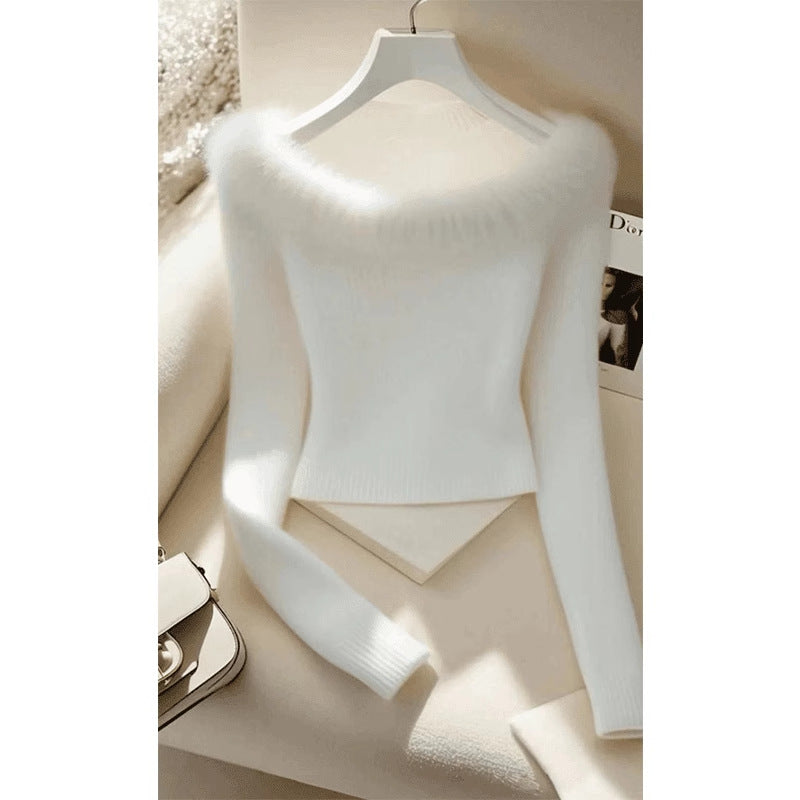 Unique Chic Sweet Hot Girl White Off-shoulder Long Sleeve
